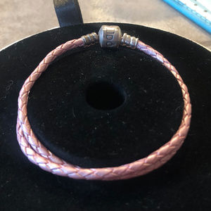 Pandora Pink Single Braided Leather Bracelet